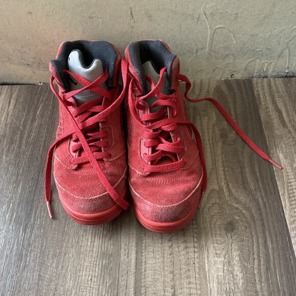 Men\'s Nike Air Jordan 5 V Retro Red Suede University Red Black Sz 1Y 136027-602 main image 7